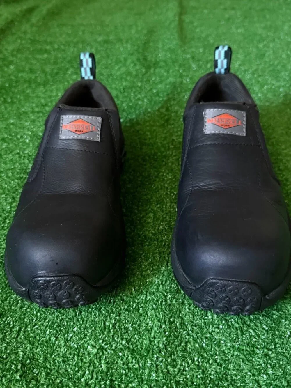 Merrell Jungle Moc Leather Comp Toe Work Shoes Men's Size 7M Black Slip On